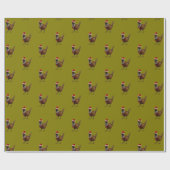 Kerstcadeauverpakkings papier met fazantpatroon (Vlak)
