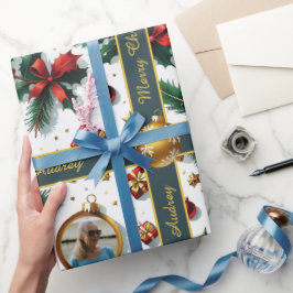 Kerstcadeauverpakkings papier met foto en tekst
