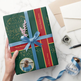 Kerstcadeauverpakkings papier met foto en tekst