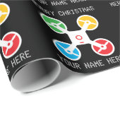 Kerstcadeauverpakkings papier met leuke drone silh (Rol Hoek)