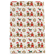 Kerstcadeauverpakkings papier met peperkoekvriende