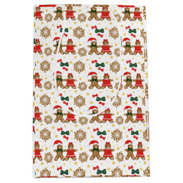 Kerstcadeauverpakkings papier met peperkoekvriende medium cadeauzakje