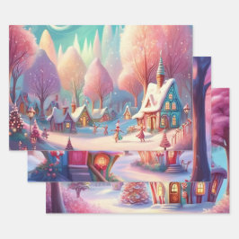 Kerstcadeauverpakkings papier set van 3 inpakpapier vel