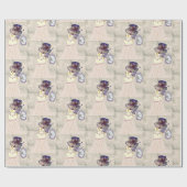 Kerstcadeauverpakkings papier Sneeuwman, Retro (Vlak)