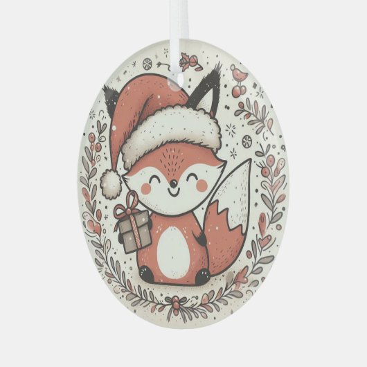 kerstcadeauvos glas ornament (Voorkant links)