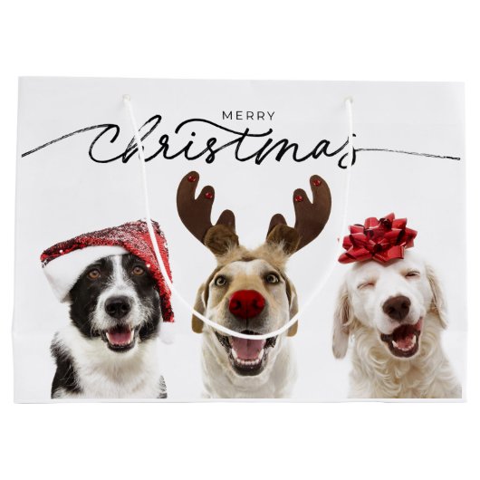 KERSTCADEAUZAK GELUKKIGE HONDEN VIEREN GROOT CADEAUZAKJE (Achterkant)