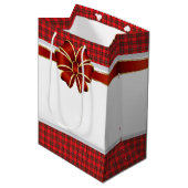 Kerstcadeauzak geruite strik Scottish Classic Medium Cadeauzakje (Voorkant Gekanteld)