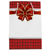 Kerstcadeauzak geruite strik Scottish Classic Medium Cadeauzakje (Voorkant)