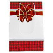 Kerstcadeauzak geruite strik Scottish Classic Medium Cadeauzakje (Achterkant)
