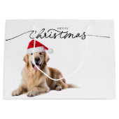 KERSTCADEAUZAK GOUDEN RETRIEVER IN SANTA HAT GROOT CADEAUZAKJE (Voorkant)