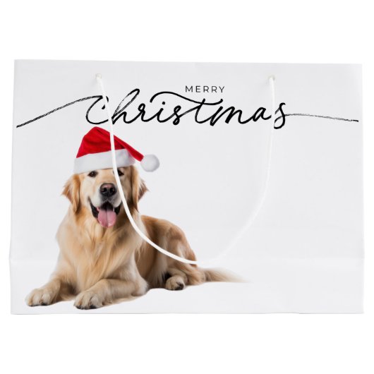 KERSTCADEAUZAK GOUDEN RETRIEVER IN SANTA HAT GROOT CADEAUZAKJE (Achterkant)