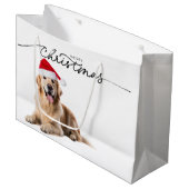 KERSTCADEAUZAK GOUDEN RETRIEVER IN SANTA HAT GROOT CADEAUZAKJE (Voorkant Gekanteld)
