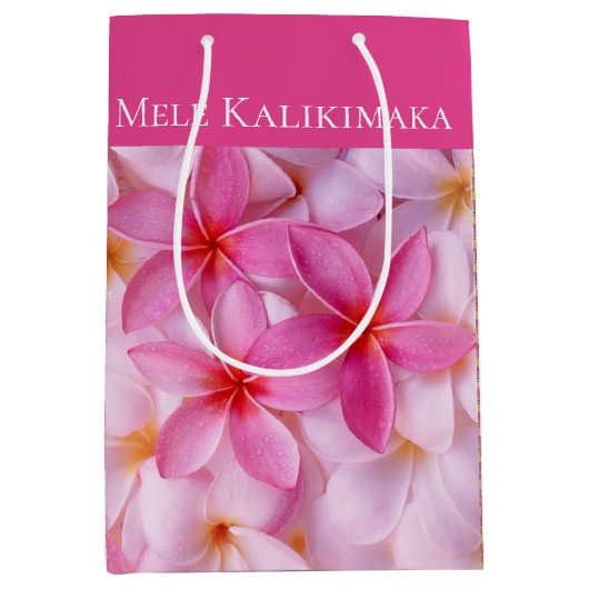 Kerstcadeauzak-Mele Kalikimaka Plumeria Plaid Medium Cadeauzakje (Voorkant)