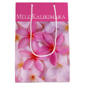 Kerstcadeauzak-Mele Kalikimaka Plumeria Plaid Medium Cadeauzakje (Achterkant)