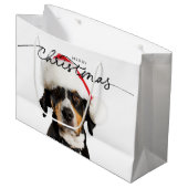 KERSTCADEAUZAK MET BRUINE HOND GROOT CADEAUZAKJE (Voorkant Gekanteld)