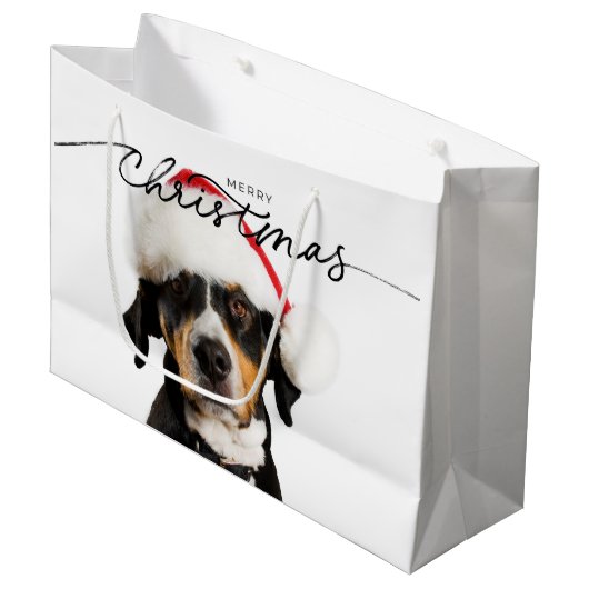 KERSTCADEAUZAK MET BRUINE HOND GROOT CADEAUZAKJE (Voorkant Gekanteld)
