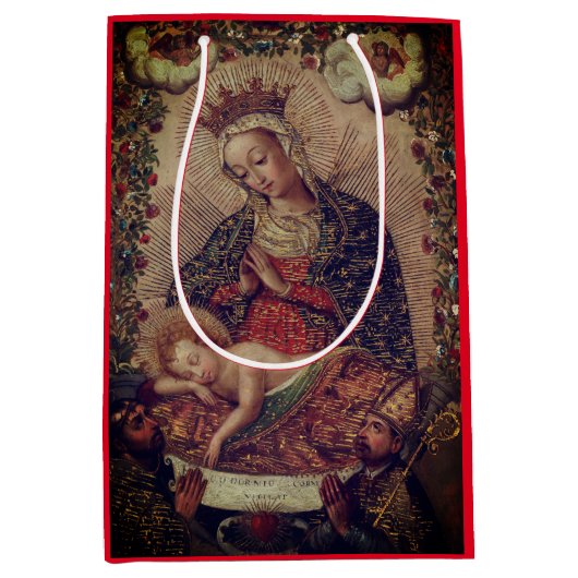 KERSTCADEAUZAK RENAISSANCE MADONNA EN KIND MEDIUM CADEAUZAKJE (Voorkant)