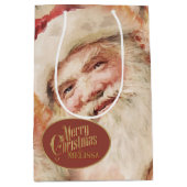 Kerstcadeauzakje met  kerstman medium cadeauzakje (Voorkant)