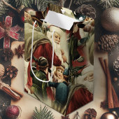 Kerstcadeauzakje met kerstman medium cadeauzakje