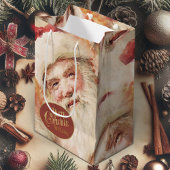 Kerstcadeauzakje met  kerstman medium cadeauzakje