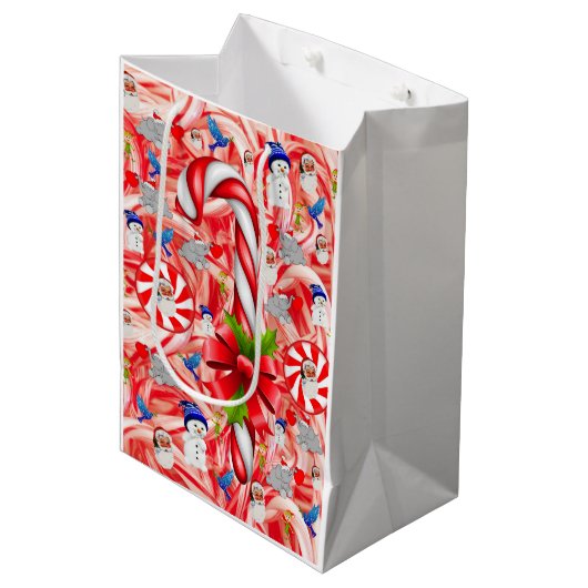 Kerstcadeauzakken pepermunt medium cadeauzakje (Voorkant Gekanteld)