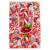 Kerstcadeauzakken pepermunt medium cadeauzakje (Achterkant)