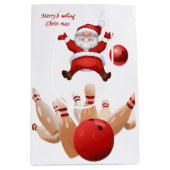Kerstcadeauzakken Santa Bowling Medium Cadeauzakje (Voorkant)