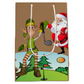 Kerstcadeauzakken Santa Golfing Medium Cadeauzakje (Achterkant)