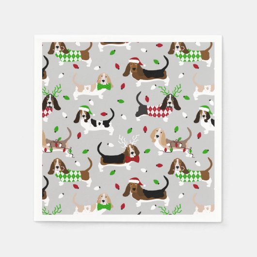 kerstcadebasset Hound Napkins Servet (Voorkant)