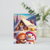 kerstcadedag Gingerbrood Snowman Winter Briefkaart (Staand voorkant)