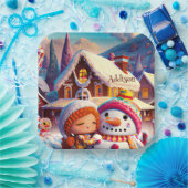 kerstcadedag Gingerbrood Snowman Winter Papieren Bordje (Feest)