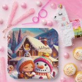 kerstcadedag Gingerbrood Snowman Winter Papieren Bordje (Feest)