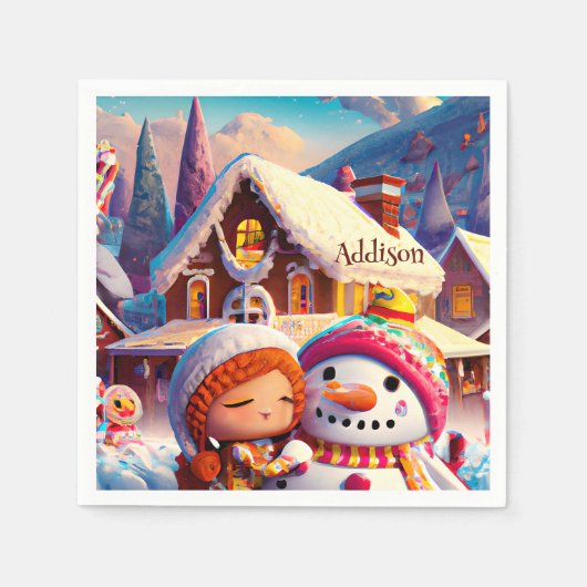 kerstcadedag Gingerbrood Snowman Winter Servet (Voorkant)