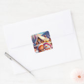 kerstcadedag Gingerbrood Snowman Winter Vierkante Sticker (Envelop)