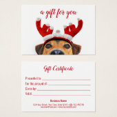 kerstcadekaart voor Dog Reindester Visitekaartje (Voorkant /achterkant)