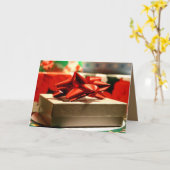 KERSTCADO KERSTPRESENT DOOS MET RODE LINTEN STRIK KAART (Gele Bloem)