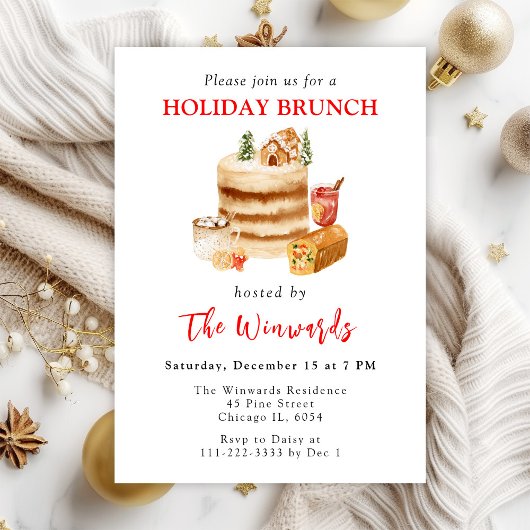 Kerstcake en drankjes Vakantie Brunch Kaart
