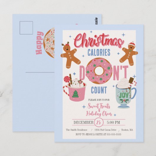 Kerstcalorieën Aantal niet Briefkaart (Voorkant / Achterkant)