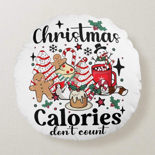 Kerstcalorieën Aantal niet Rond Kussen (Voorkant)