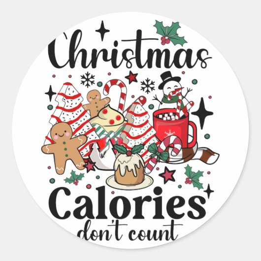 Kerstcalorieën Aantal niet Ronde Sticker (Voorkant)