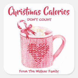 Kerstcalorieën Geen warme cacao Vierkante Sticker
