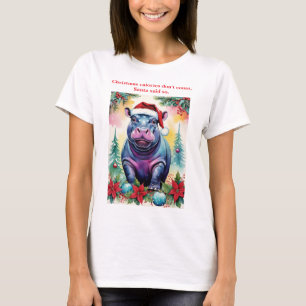 Kerstcalorieën Grappige Pastel Santa Nijlpaard T-shirt