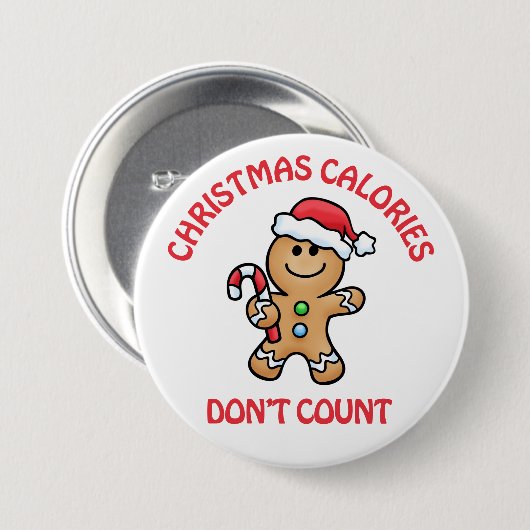 Kerstcalorieën Knop Ronde Button 7,6 Cm (Voorkant /achterkant)