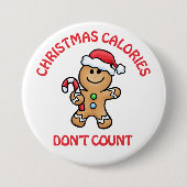 Kerstcalorieën Knop Ronde Button 7,6 Cm (Voorkant)