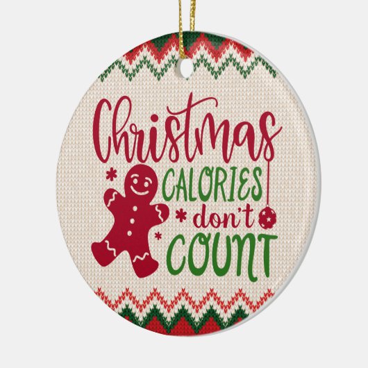 Kerstcalorieën niet tellen - grappige gym-uitstral keramisch ornament (Links)