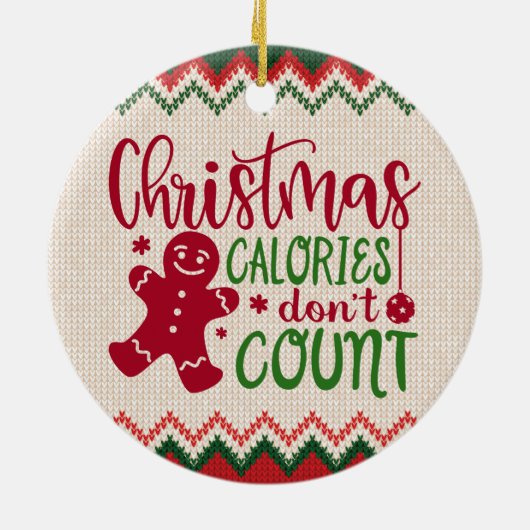 Kerstcalorieën niet tellen - grappige gym-uitstral keramisch ornament (Achterkant)