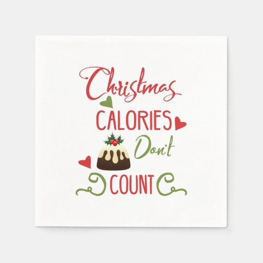 kerstcalorieën tellen geen grappige feestdag servetten (Voorkant)