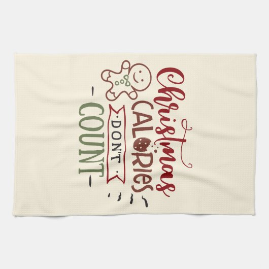 Kerstcalorieën tellen geen grappige prijsopgave theedoek (Horizontaal)