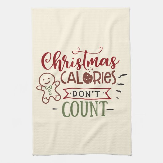 Kerstcalorieën tellen geen grappige prijsopgave theedoek (Verticaal)