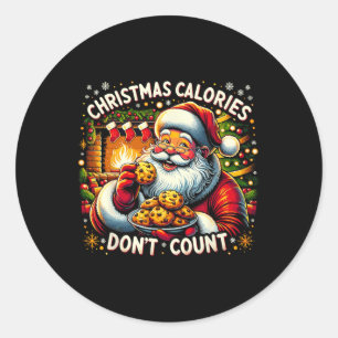 KERSTCALORIEËN TELLEN NIET MEE - Santa Cookie T-sh Ronde Sticker